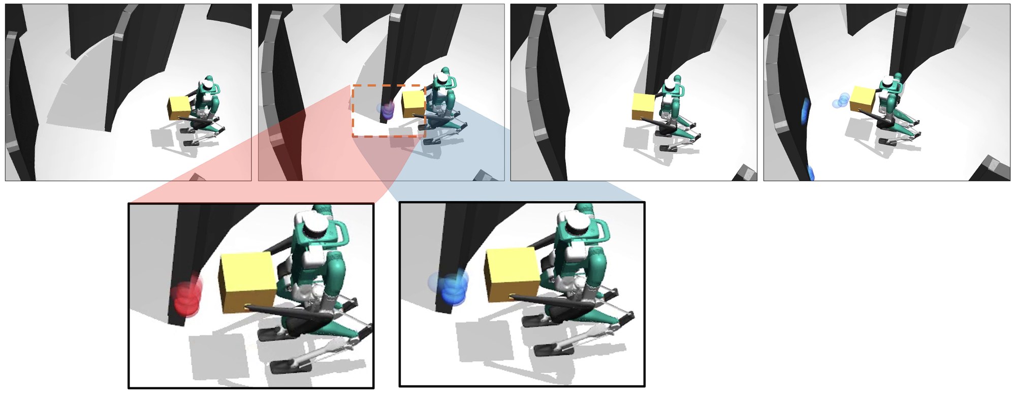 Hand query attention scores over the environment point cloud during locomotion